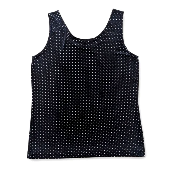 Chico's Dark Blue Black White Polka Dot Tank Top Size 1 Sleeveless Blouse - Picture 2 of 8
